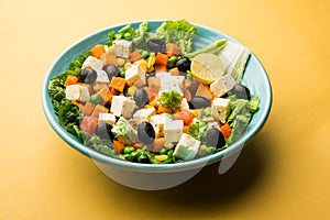 Paneer Vegetable saladÂ is a healthy Indian recipe made using cottage cheese and green veggies